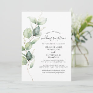 Invitación Recepción de boda con follaje de eucalipto