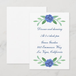 Invitación Recepción de Boda con Follaje Floral Azul y Verdor