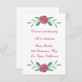 Invitación Recepción de Boda con Follaje Floral Rosa