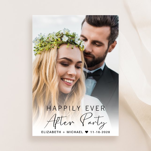 Invitación Recepción de Boda con Foto de Guión Moderno (From private vows to a grand party - invite family and friends to celebrate your marriage!)