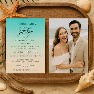 Invitación Recepción de Boda con Foto de Huida a la Playa