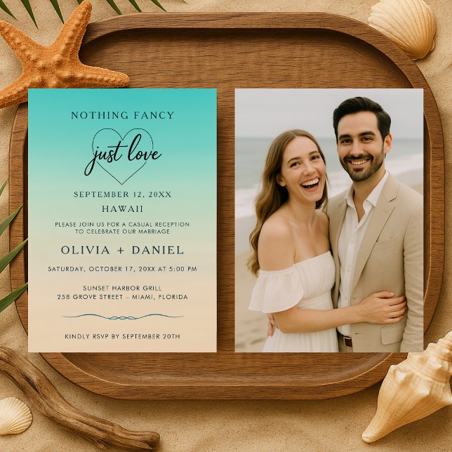 Invitación Recepción de Boda con Foto de Huida a la Playa (Subido por el creador)