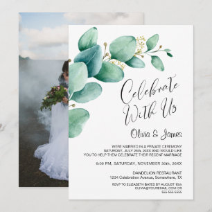 Invitación Recepción de Boda con Foto Personalizada de Hojas