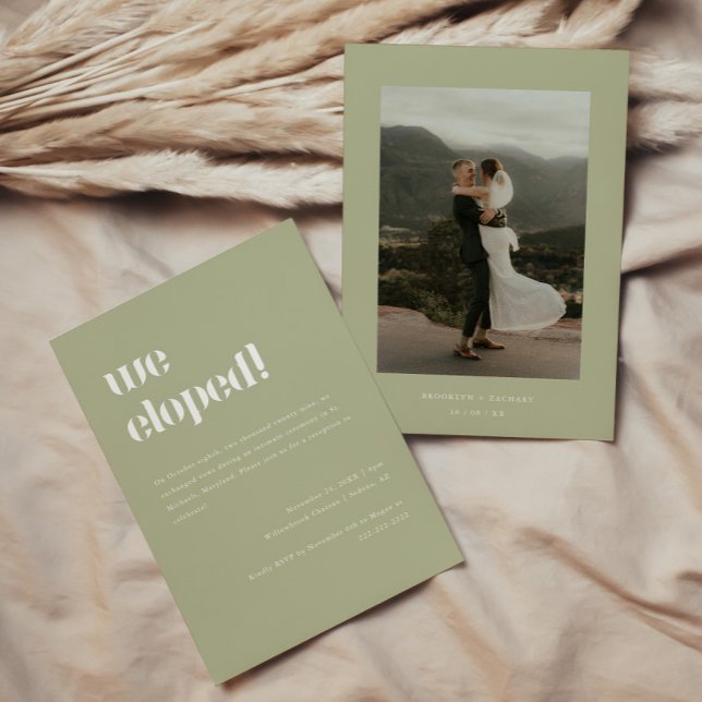 Invitación Recepción de Boda con Fuga de Casamiento Verde Sal (Subido por el creador)