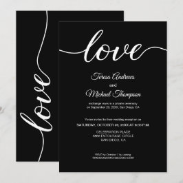 Invitación Recepción de boda con fuga elegante en blanco y ne