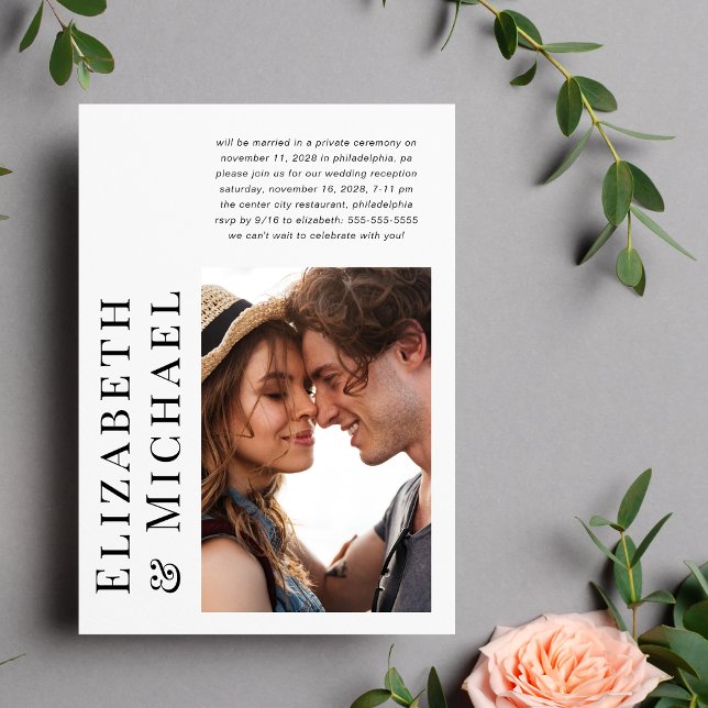 Invitación Recepción de Boda con Fuga y Foto Moderna (Subido por el creador)