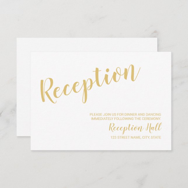 Invitación Recepción de Boda con Guión Moderno en Blanco y Do (Anverso / Reverso)