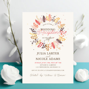 Invitación Recepción de Boda con Helechos y Hongos de Flor Si