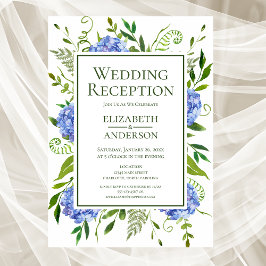 Invitación Recepción de Boda con Hortensias Azules