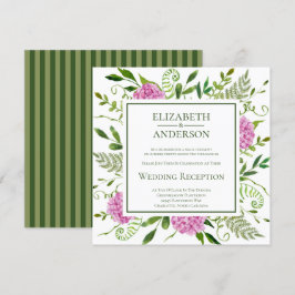 Invitación Recepción de Boda con Hortensias Rosadas