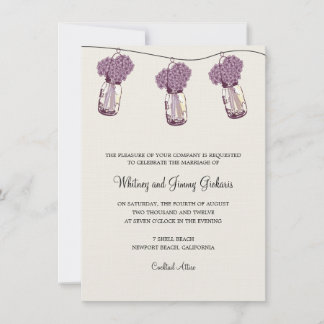 Invitación Recepción de Boda con Hortensias y Frascos de Maso