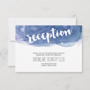 Invitación Recepción de Boda con Lavado de Acuarela Azul