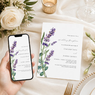 Invitación Recepción de boda con lavanda y vegetación morada