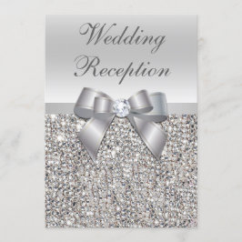 Invitación Recepción de Boda con Lentejuelas de Plata Glamuro