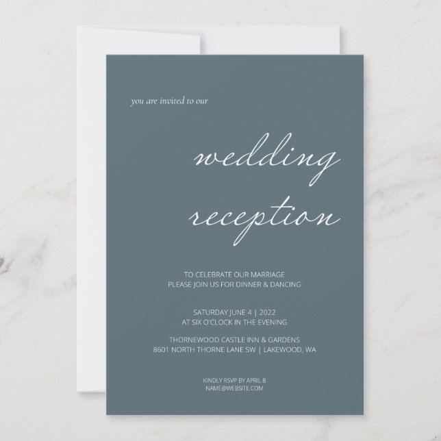 Invitación Recepción de Boda con Letra de Caligrafía Elegante (Anverso)