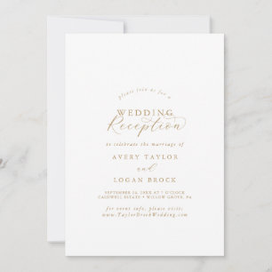 Invitación Recepción de Boda con Letra Dorada Elegante