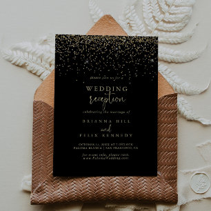 Invitación Recepción de boda con letra elegante y confeti dor