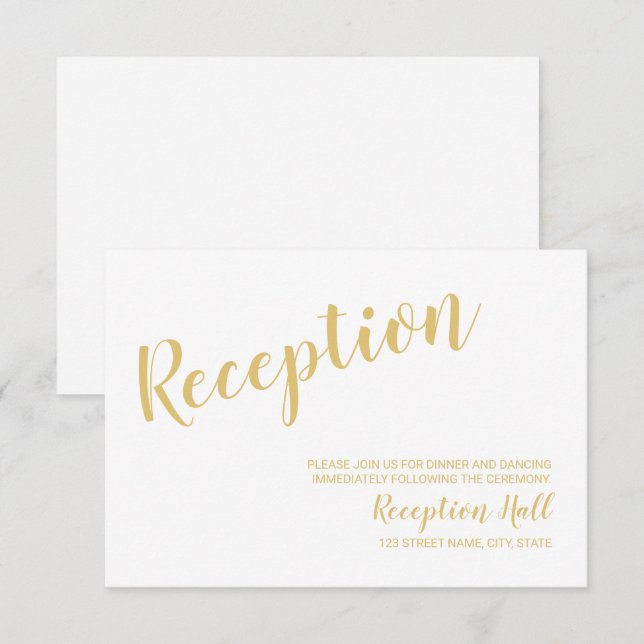Invitación Recepción de Boda con Letra Moderna en Blanco y Do (Anverso / Reverso)
