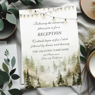 Invitación Recepción de boda con luces de hadas en el bosque