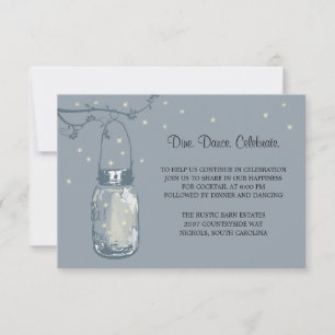 Invitación Recepción de Boda con Luciérnagas en Tarro de Maso