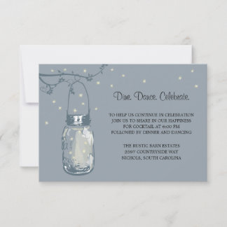 Invitación Recepción de Boda con Luciérnagas en Tarro de Maso