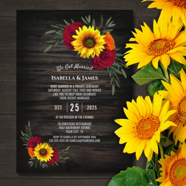 Invitación Recepción de Boda con Madera de Granero y Rosa Gir (Subido por el creador)