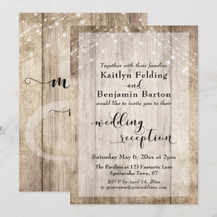 Invitación Recepción de Boda con Madera Rústica y Cuerdas de 