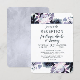 Invitación Recepción de Boda con Marco de Plata Floral Noctur