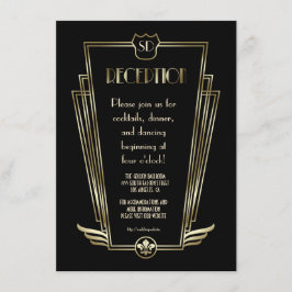 Invitación Recepción de Boda con Monograma Art Déco Royal Gol