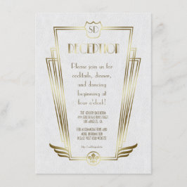 Invitación Recepción de Boda con Monograma Art Déco Royal Gol