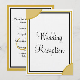 Invitación Recepción de Boda con Monograma Dorado Blanco