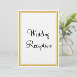 Invitación Recepción de Boda con Monograma Dorado Blanco