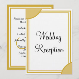 Invitación Recepción de Boda con Monograma Dorado Blanco