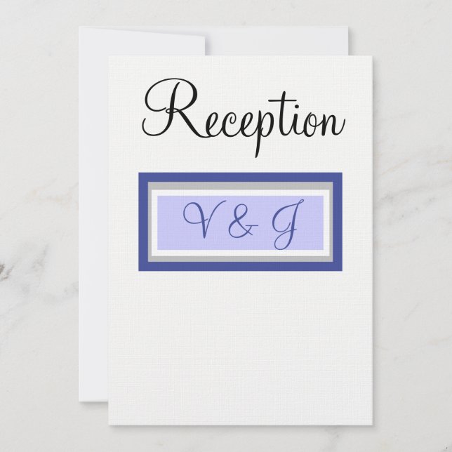 Invitación Recepción de Boda con Monograma Periwinkle Blanco (Anverso)