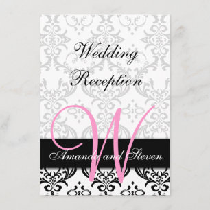 Invitación Recepción de Boda con Monograma Rosa Damasco Hermo