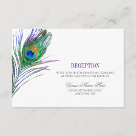 Invitación Recepción de boda con pluma de pavo real en acuare