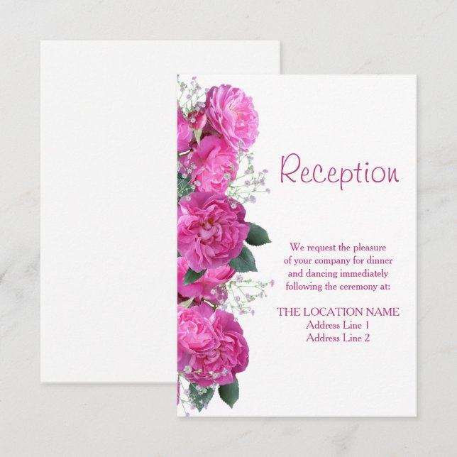 Invitación Recepción de Boda con Ramo Floral Romántico (Anverso / Reverso)