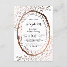 Invitación Recepción de Boda con Rebanada de Madera Rústica y