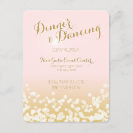 Invitación Recepción de Boda con Rosa Sonrojo y Brillo Dorado