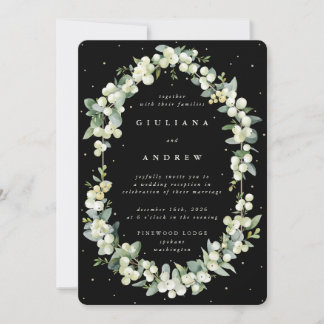 Invitación Recepción de Boda con Snowberry Negro + Eucalipto 