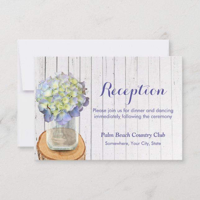 Invitación Recepción de boda con tarro de albañil rústico y h (Anverso)