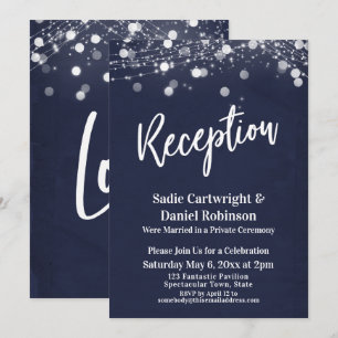 Invitación Recepción de Boda con Texturas Navy y Luces Solo R