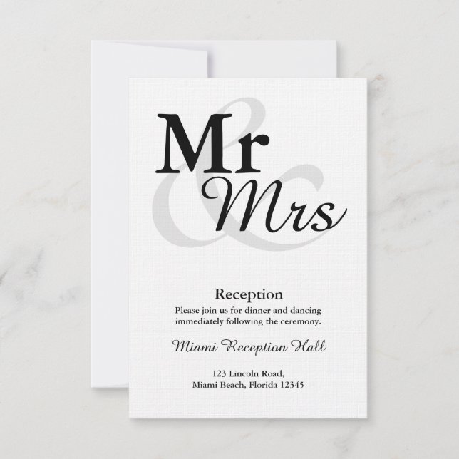 Invitación Recepción de boda con tipografía elegante sencilla (Anverso)