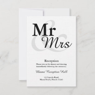 Invitación Recepción de boda con tipografía elegante y sencil