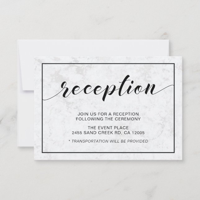 Invitación Recepción de Boda con Tipografía Moderna Mármol y  (Anverso)