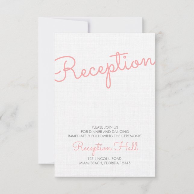Invitación Recepción de Boda con Tipografía Moderna Rosa (Anverso)