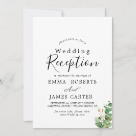 Invitación Recepción de boda con vegetación aireada y hoja de