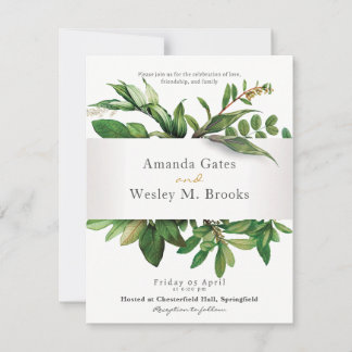 Invitación Recepción de Boda con Vegetación Floral Elegante