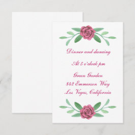 Invitación Recepción de Boda con Verde Floral Rosa