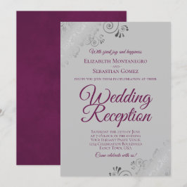 Invitación Recepción de Boda con Volantes de Magenta sobre Gr